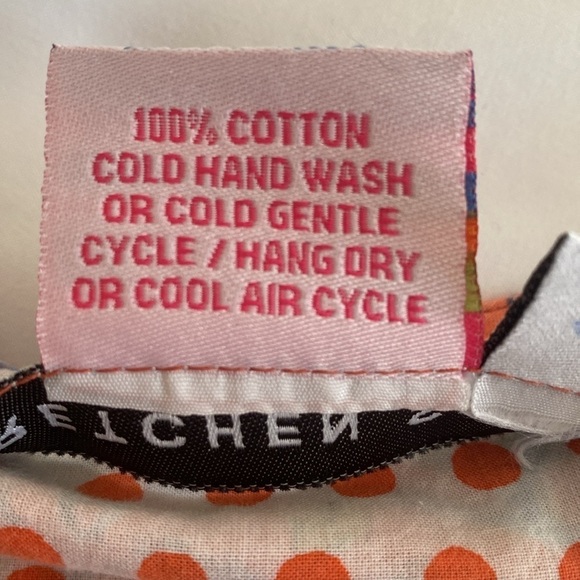 Gretchen Scott V Neck Cotton 3/4 Sleeve Tunic Top Orange Blue Floral Size SMALL - Picture 7 of 8